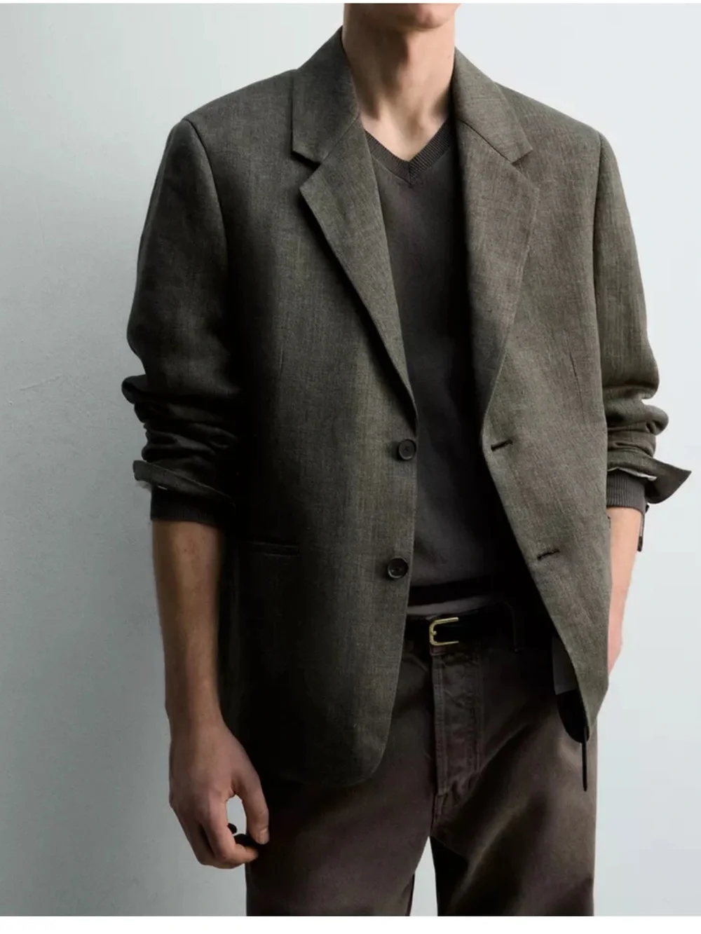 Zara Olive-Grey Tailored Sport Coat